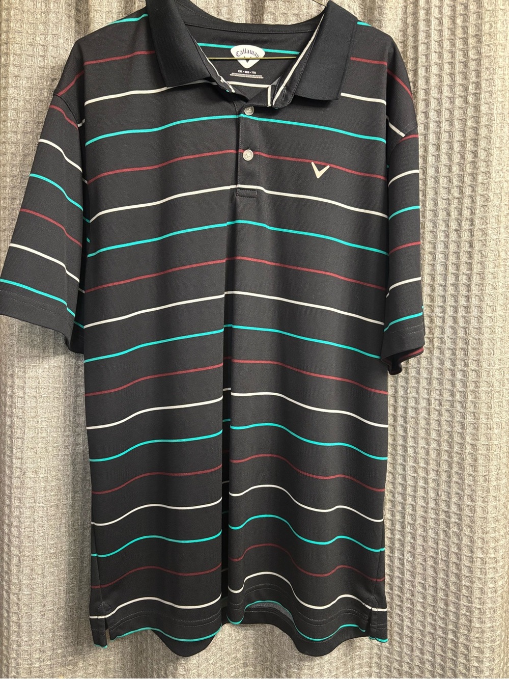 Callaway Golf Polo Men’s XXL Black Multicolor Striped Short Sleeve Performance